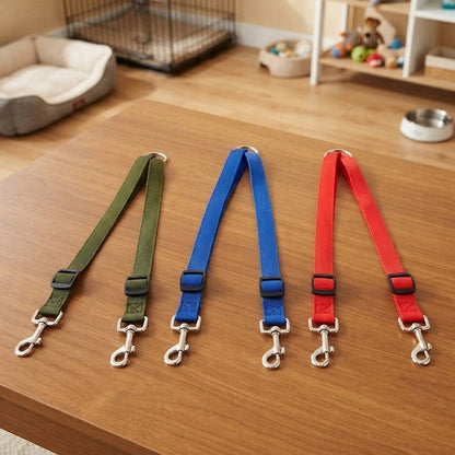Accouple chien​ démonstration des trois couleurs de laisse rouge,bleu et vert