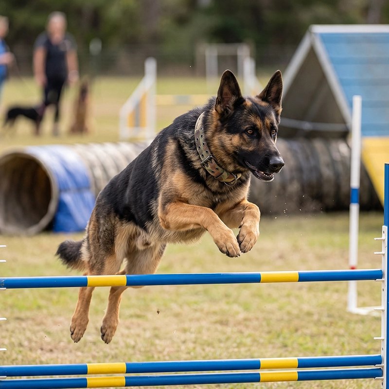 Collier Chien berger allemand en entrainement avec son collier camouflage