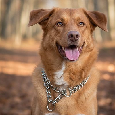 Collier Chien chien berger blond roux portant fièrement son collier argentè 