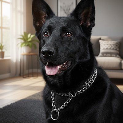 Collier Chien chien berger montrant son beau collier argenté