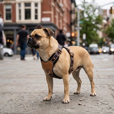 Harnais chien en Y boxer fier de porter son harnais noir