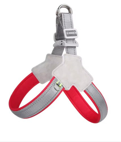 Harnais chien moyen harnais gris/rouge