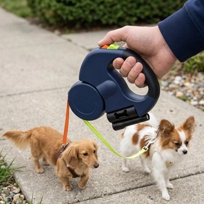 Laisse double pour Chien dèmonstration de la laisse a double sangle avec couleur differente pour les laisses