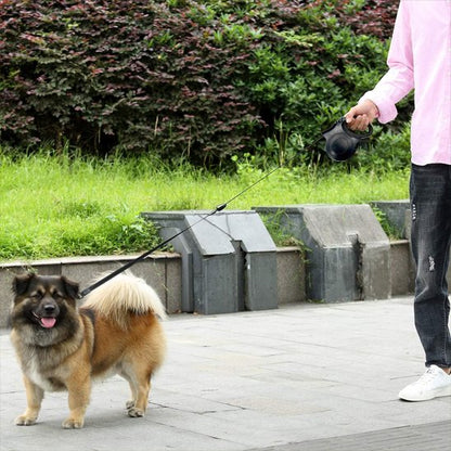 Laisse pour chien femme se promenant avec un chien de taille moyenne