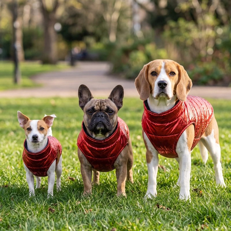 Manteau Chien démonstration des trois grandeur de manteau