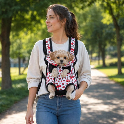Sac a dos chien chiot shih tzu en balade au parc dans son sac a dos avec sa maitresse