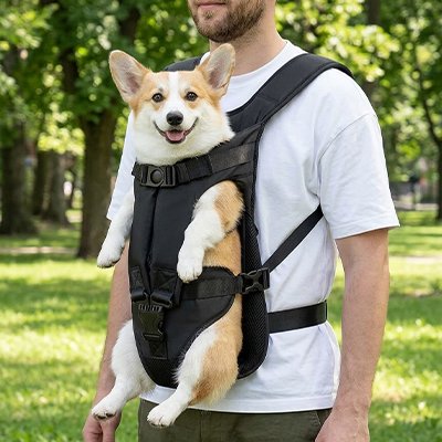 Sac de transport pour Chien homme partant en promenade avec son chien